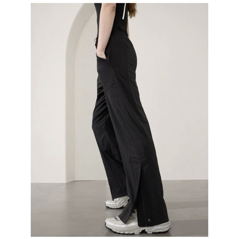 ATHLETA‎ Trekkie High Rise Parachute Pant Size 14P Black Athleisure Sporty